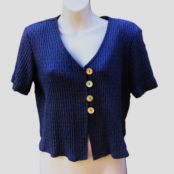 Rabbits Rabbits Rabbits Designs Navy Blue Crop Top - Picture 1 of 6